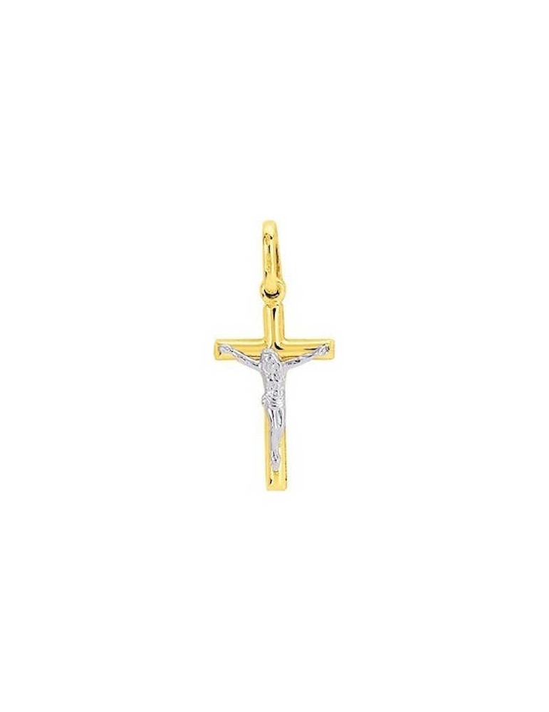 Pendentif Croix Christ Or Jaune Et Or Blanc Carats