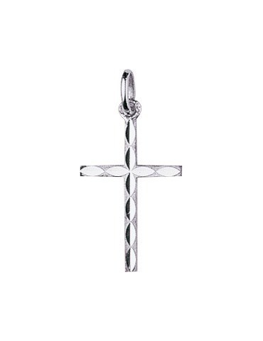 Pendentif Croix Or Blanc 18K