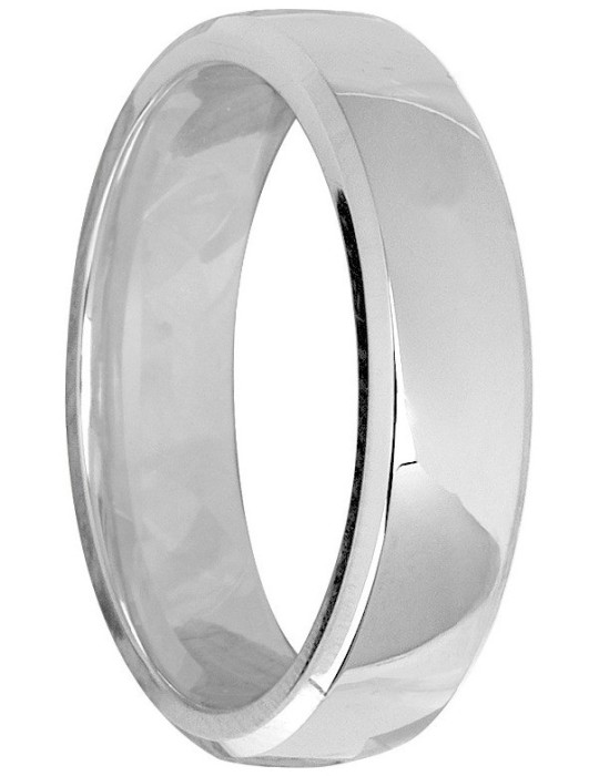 Alliance Or Blanc 9K Bombée Biseautée Confort 5mm