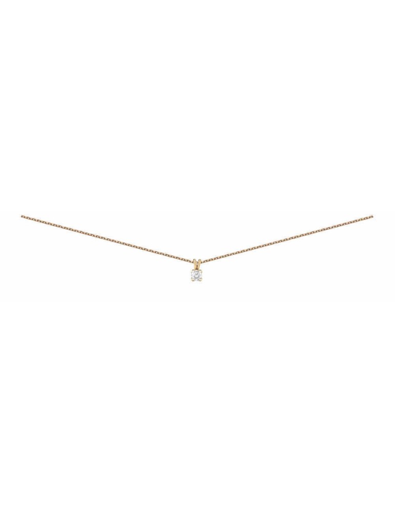 Collier solitaire en Diamant 0.10ct et or rose 18k 750/1000