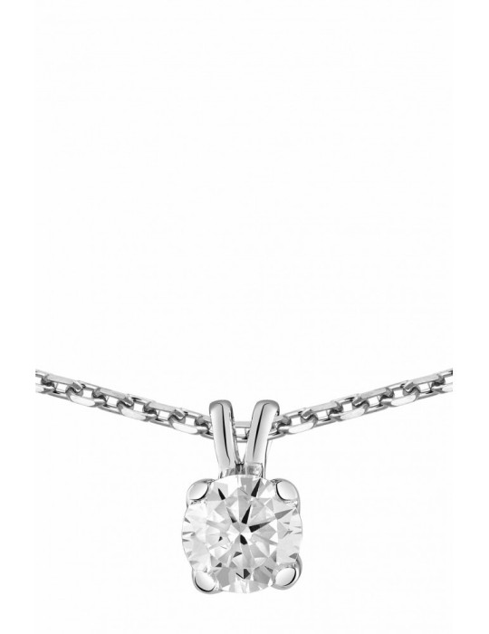 Collier solitaire en Diamant 0.20ct et or gris 9K 375/1000