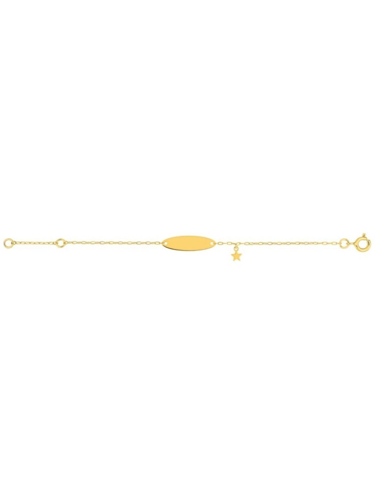 Gourmette bébé ovale étoile à graver en Or Jaune 18K 750/1000