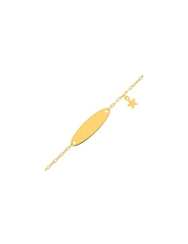 Gourmette bébé ovale étoile à graver en Or Jaune 18K 750/1000