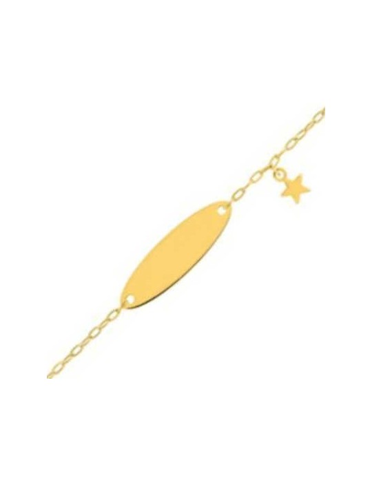 Gourmette bébé ovale étoile à graver en Or Jaune 18K 750/1000