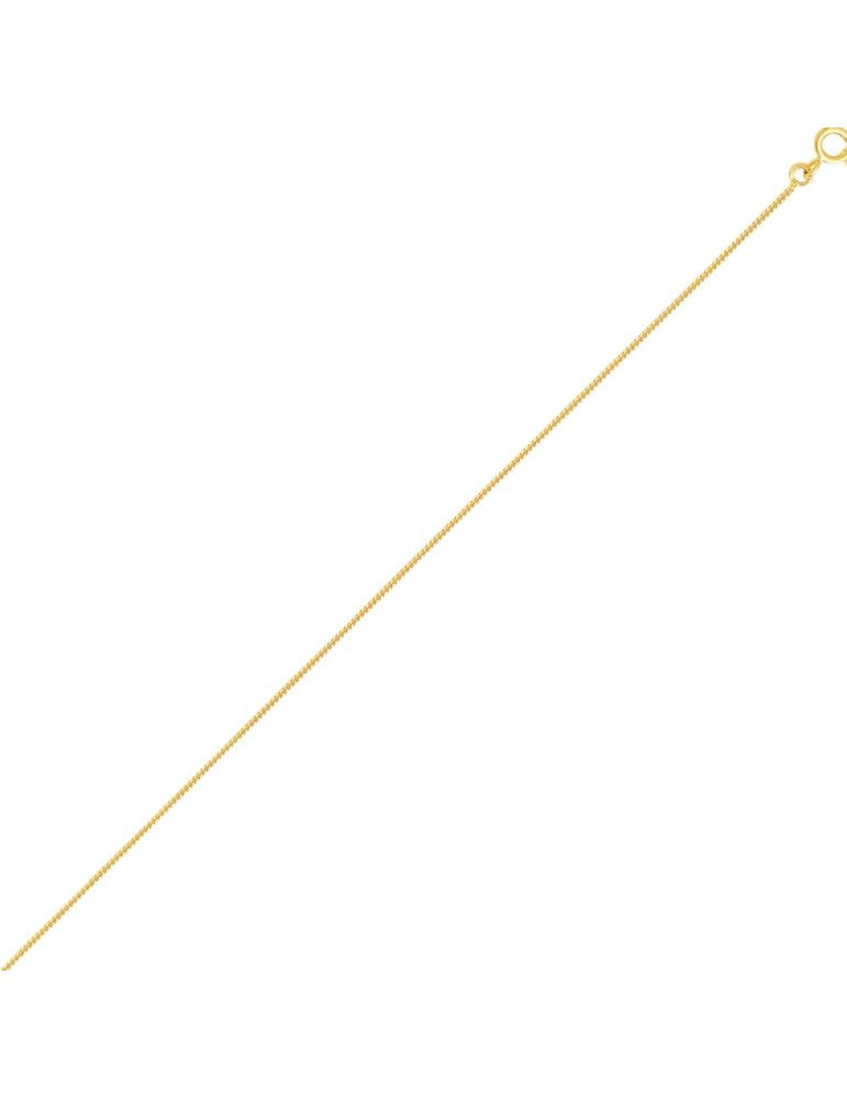 Chaine maille gourmette diamantée 1mm en or jaune 18k 750/1000
