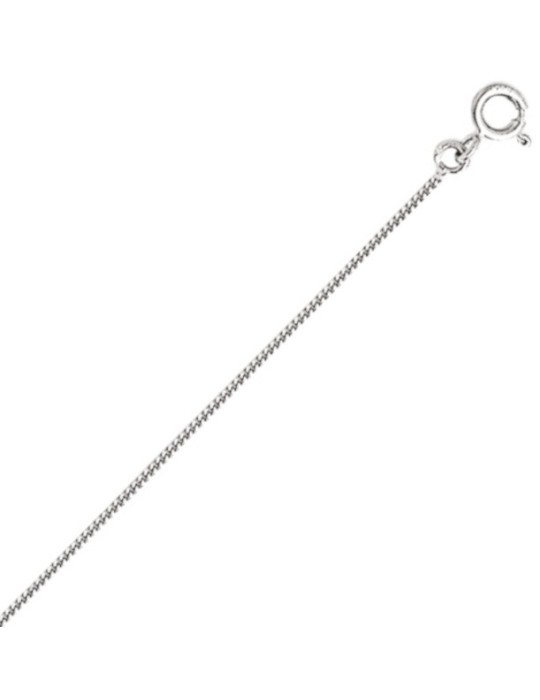 Chaine maille gourmette diamantée 1mm en or blanc 18k 750/1000