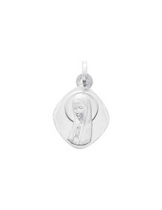 Médaille Vierge Or Blanc 18K 