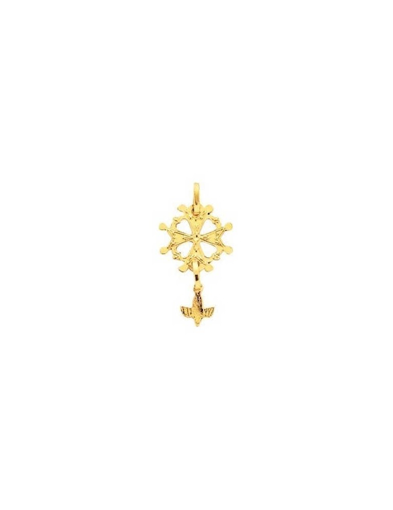 Pendentif Croix Huguenote Or Jaune 18K 