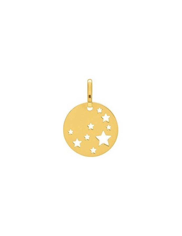 Pendentif Rond Etoile Or Jaune 9K 