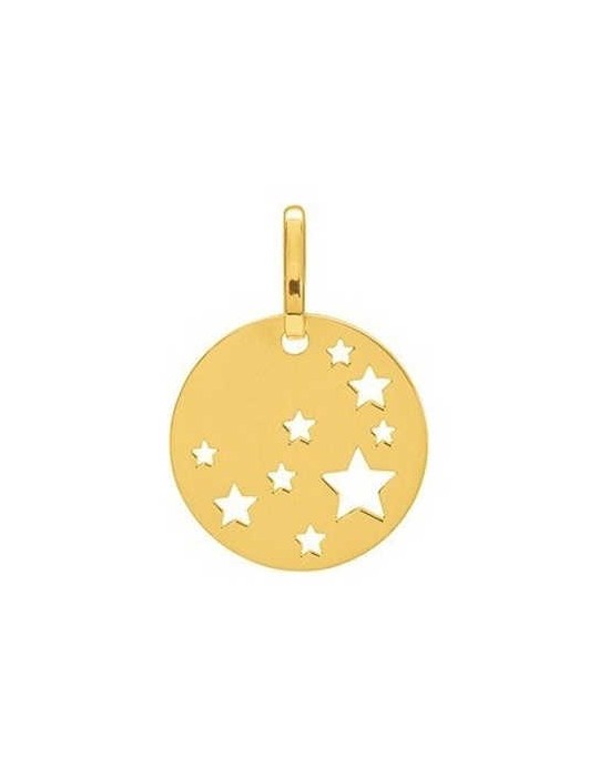 Pendentif Rond Etoile Or Jaune 9K 