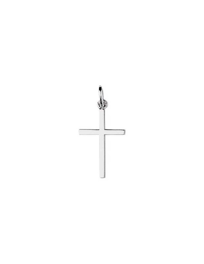 Pendentif Croix Or Blanc 9K 