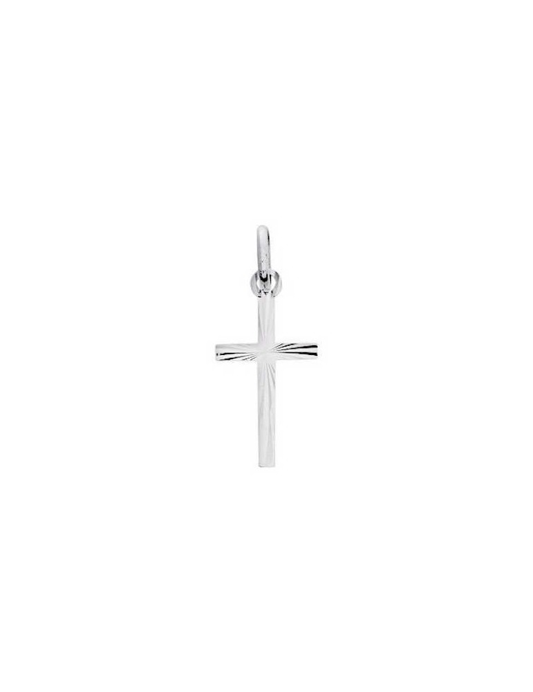 Pendentif Croix Or Blanc 9K 