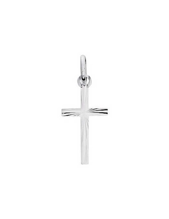 Pendentif Croix Or Blanc 9K 