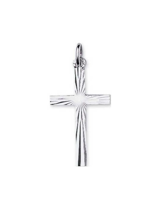 Pendentif Croix Or Blanc 9K 