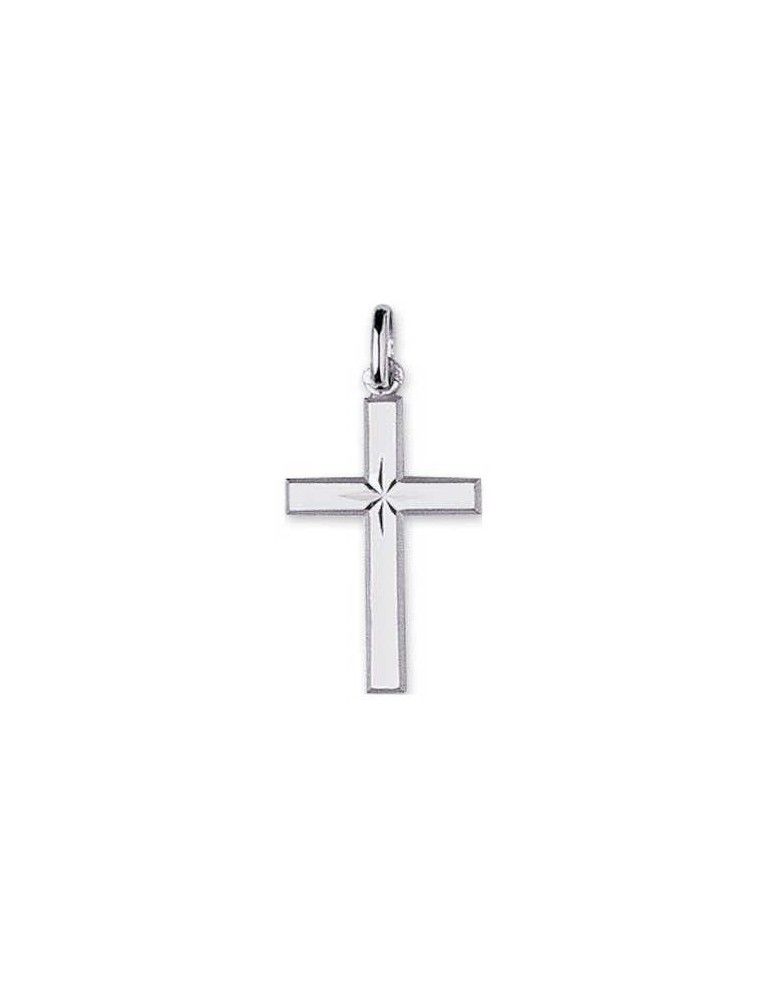 Pendentif Croix Or Blanc 9K 
