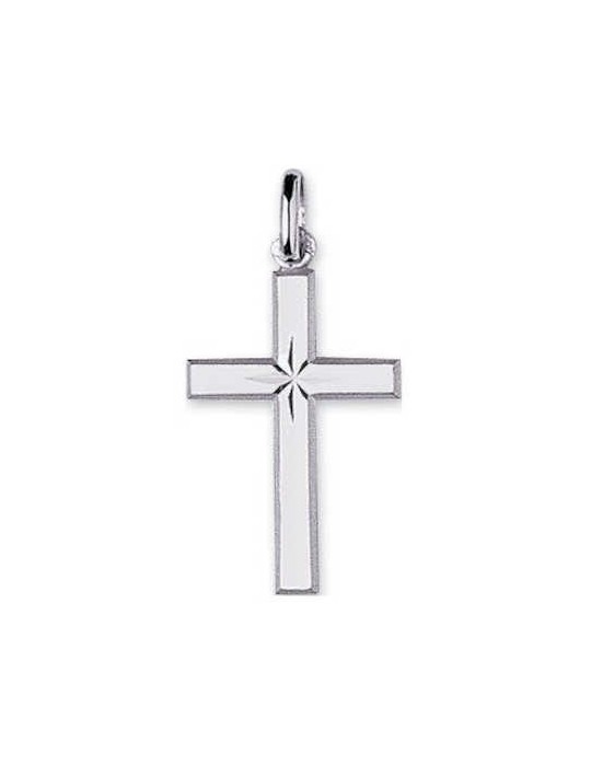 Pendentif Croix Or Blanc 9K 