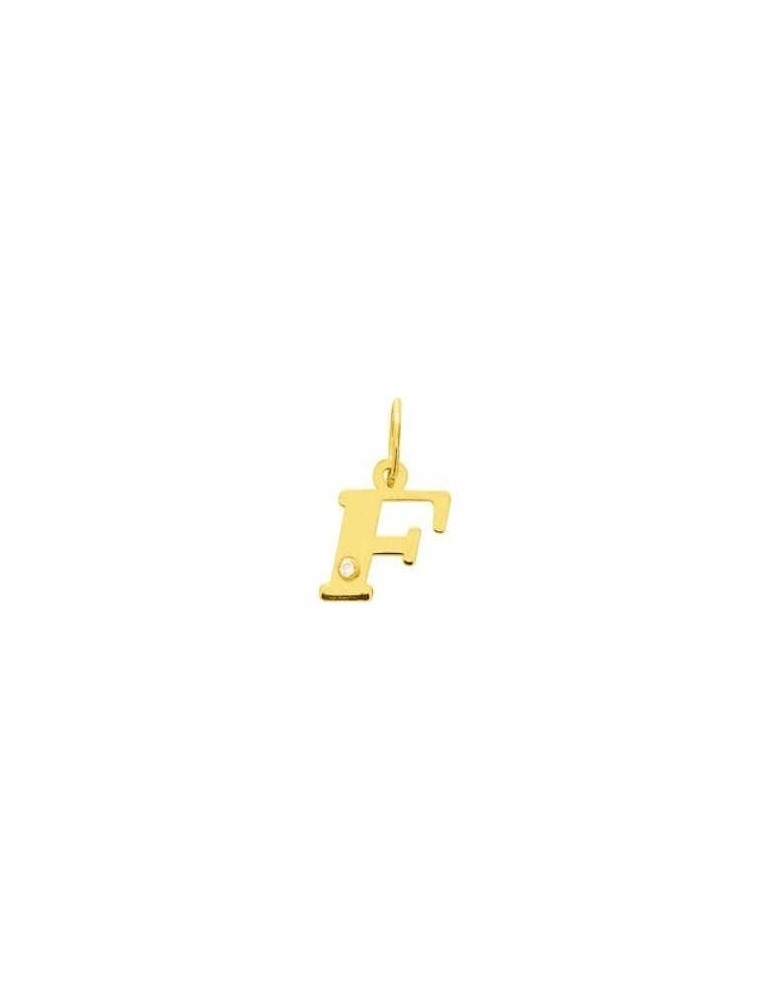 Pendentif Lettre "F" Or Jaune 18K et Diamant 