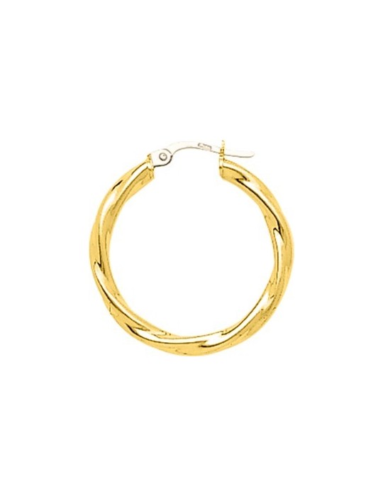 Boucles d'oreilles créoles Torsadées Or Jaune 18 carats 750/1000 fil 3mm