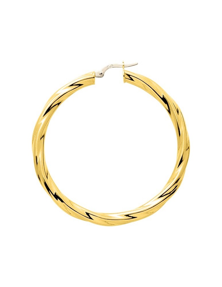 Boucles d'oreilles créoles Torsadées Or Jaune 18 carats 750/1000 fil 4mm