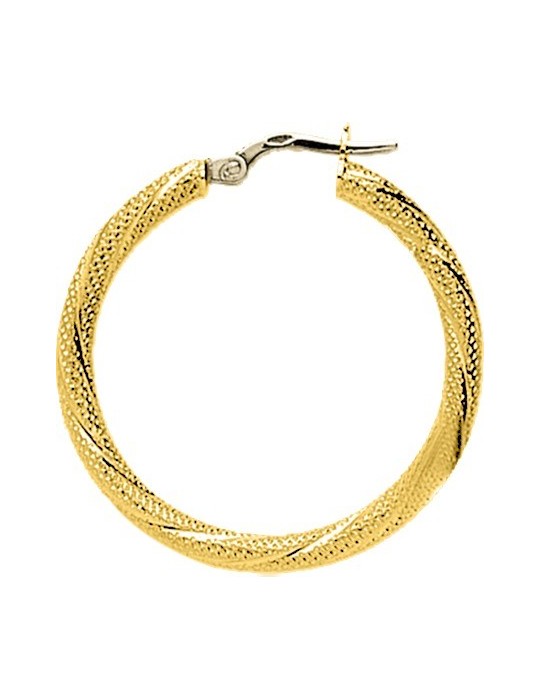 Boucles d'oreilles créoles Fantaisie Or Jaune 18 carats 750/1000 fil 2.5mm