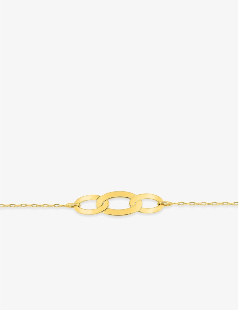 Bracelet or jaune anneaux entrelacés 18K