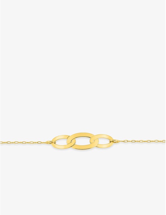 Bracelet or jaune anneaux entrelacés 18K