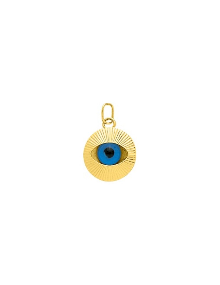 Pendentif Œil Bleu Grec Or Jaune 9 carats 375/1000 Pendentif Œil Bleu Grec Or Jaune 9 carats 375/1000