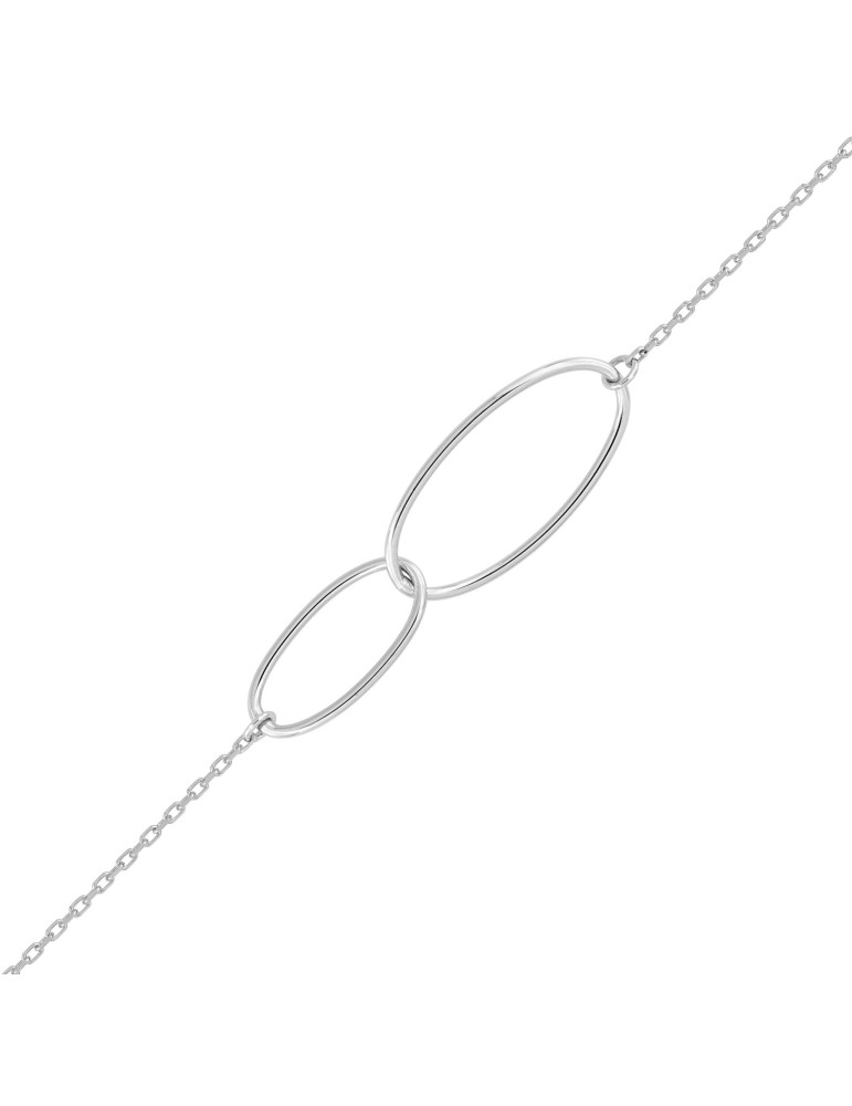 Bracelet or blanc anneaux entrelacés 9K