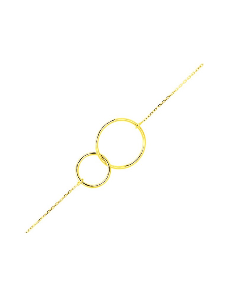 Bracelet or jaune cercles entrelacés 9K