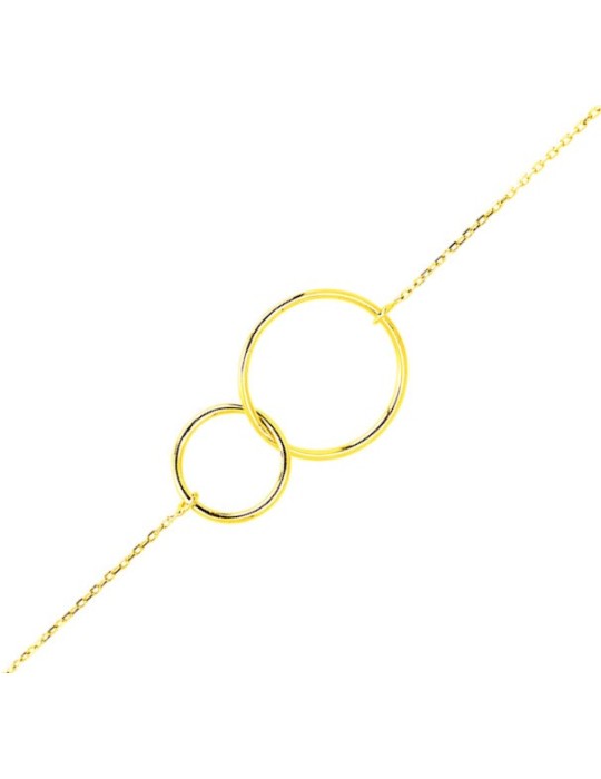 Bracelet or jaune cercles entrelacés 9K
