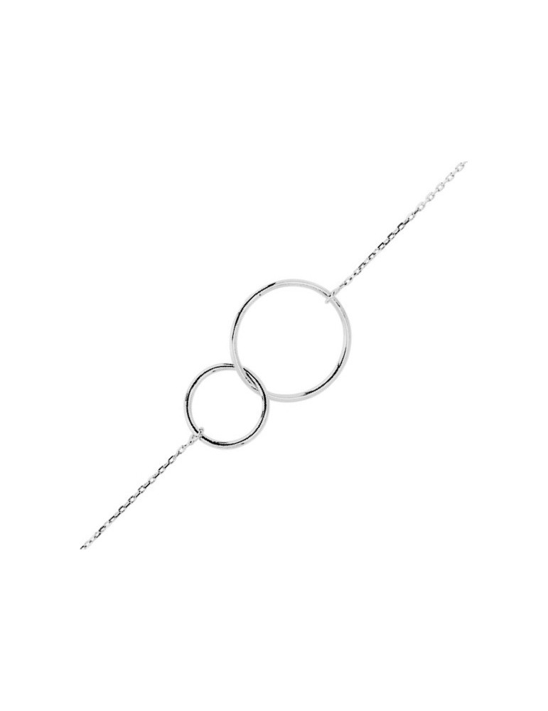 Bracelet or blanc cercles entrelacés 9K