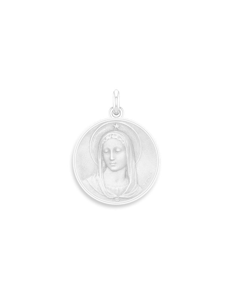 Médaille Becker Vierge Maris Stella Or Gris 18 carats 750/1000