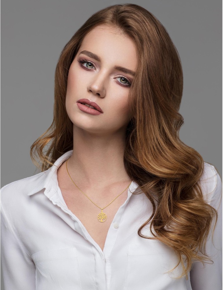 Collier or jaune arbre de vie 18K