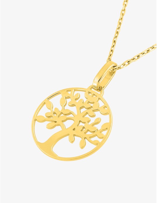 Collier or jaune arbre de vie 18K