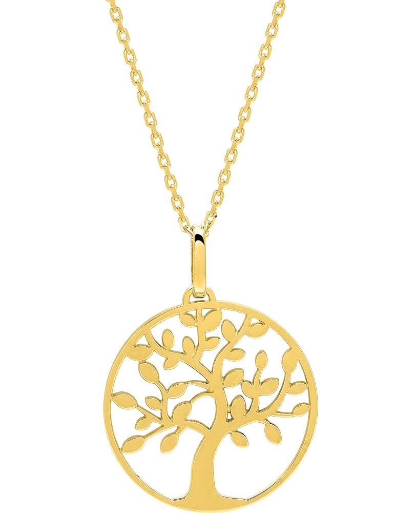 Collier or jaune arbre de vie 18K