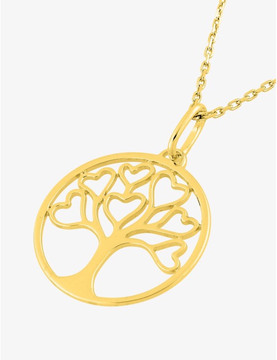 Collier or jaune arbre de vie 18K