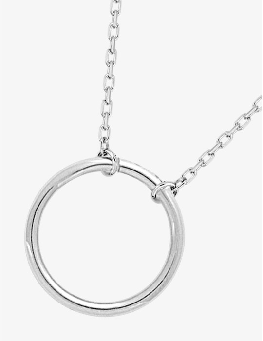 Collier or blanc cercle 18K