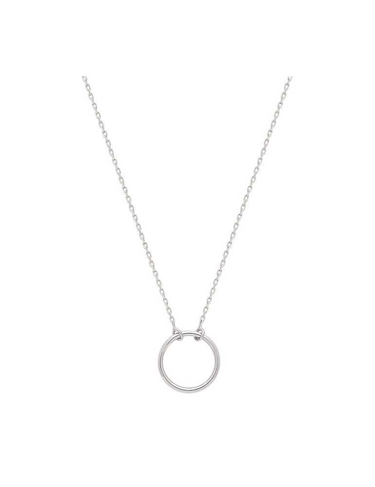 Collier or blanc cercle 18K
