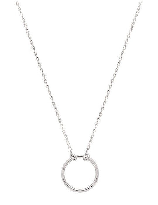 Collier or blanc cercle 18K