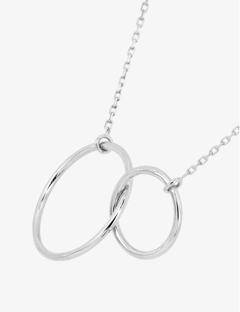 Collier or blanc cercle 18K