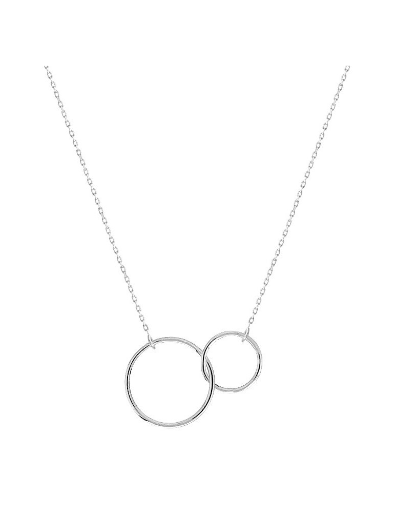 Collier or blanc cercle 18K