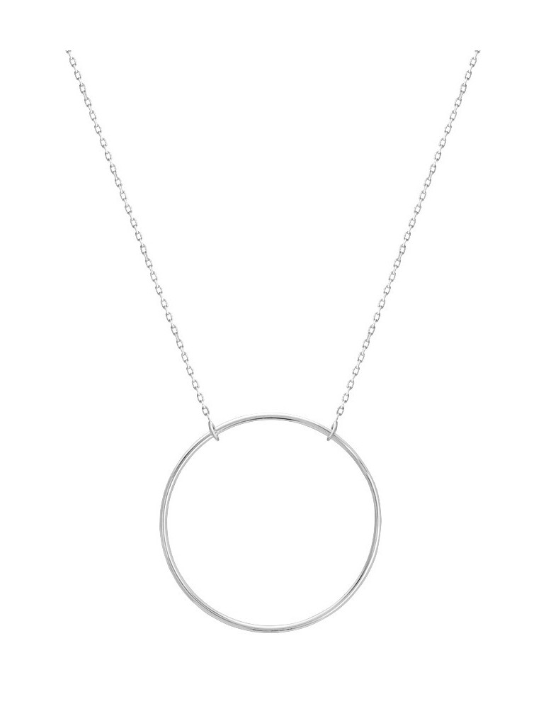Collier or blanc cercle 18K