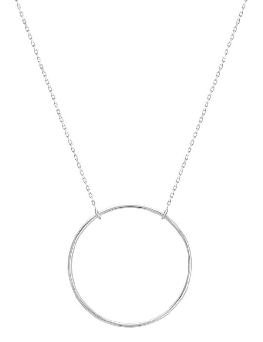 Collier or blanc cercle 18K