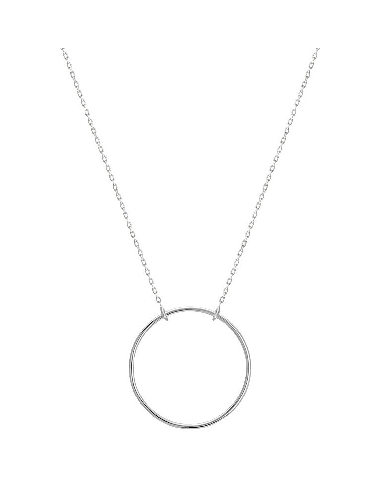 Collier or blanc cercle 18K