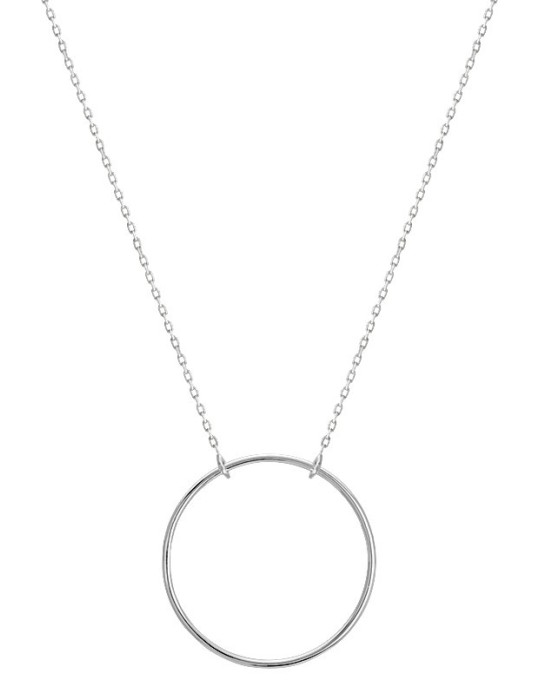 Collier or blanc cercle 18K