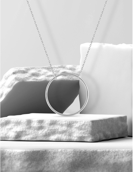 Collier or blanc cercle 18K