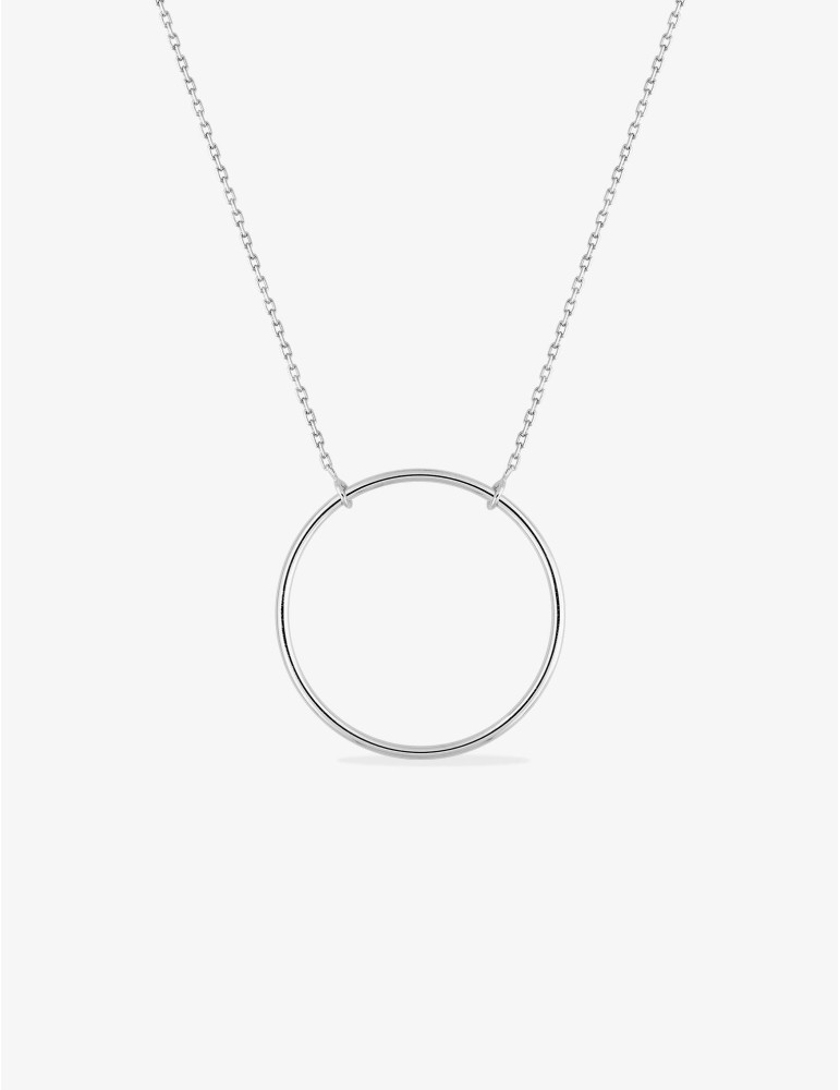 Collier or blanc cercle 18K