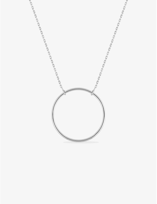 Collier or blanc cercle 18K