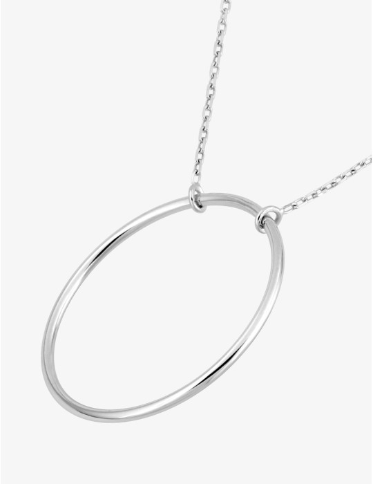 Collier or blanc cercle 18K