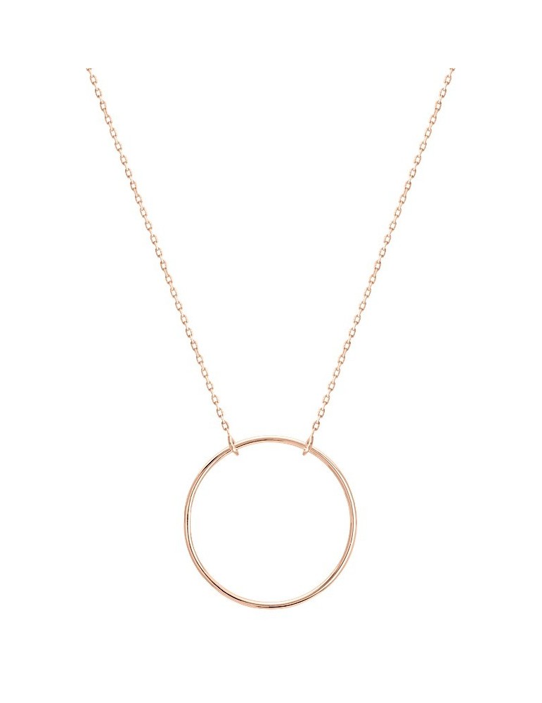 Collier or rose cercle 18K